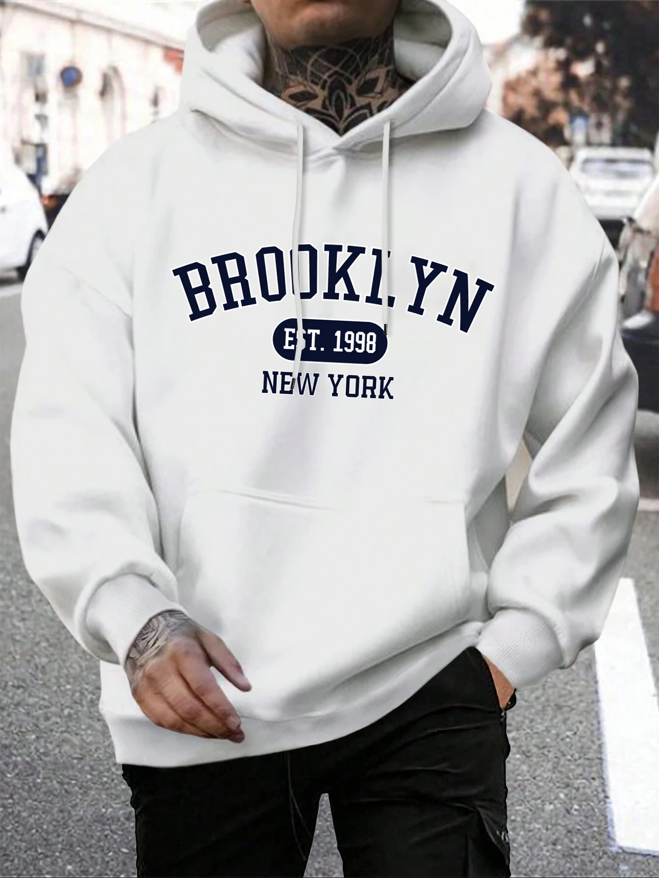 Brooklyn Est-Sweat à capuche imprimé New York pour homme, sweat à capuche Harajuku, survêtement confortable, sweat à capuche surdimensionné, mode