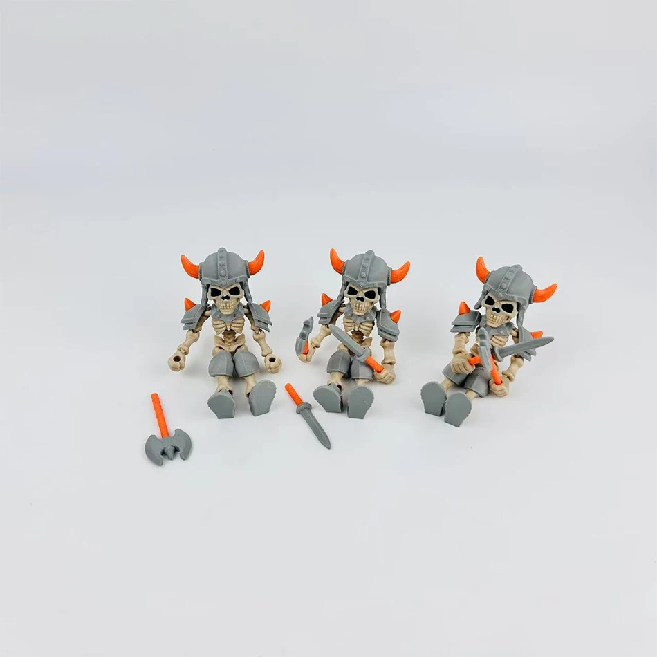 3D Printed Skeleton Man With Weapon Action Figure Cartoon Simulation Figure Joint Movable Soldier Toy Model Home ornament Gift