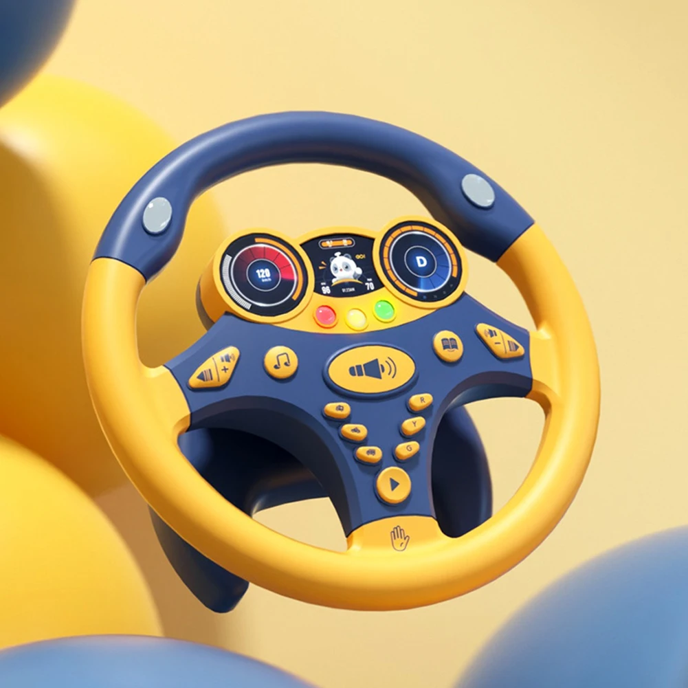 Volant de simulation électrique pour garçons et filles, jouets musicaux, poussette dos, conduite, cadeaux d'anniversaire