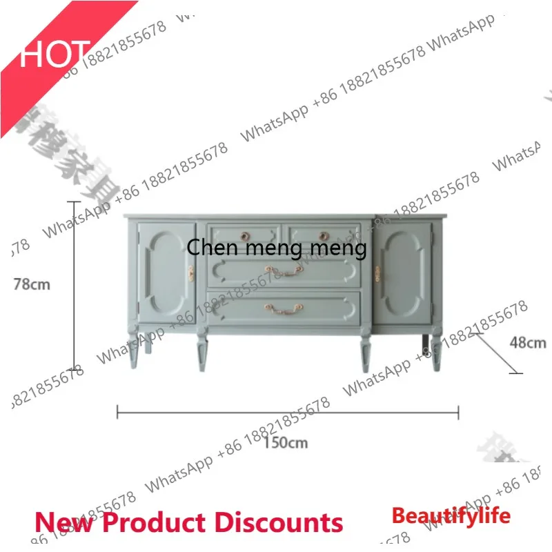 D53 French vintage solid wood chest of drawers living room entrance cabinet Nordic living room storage cabinet