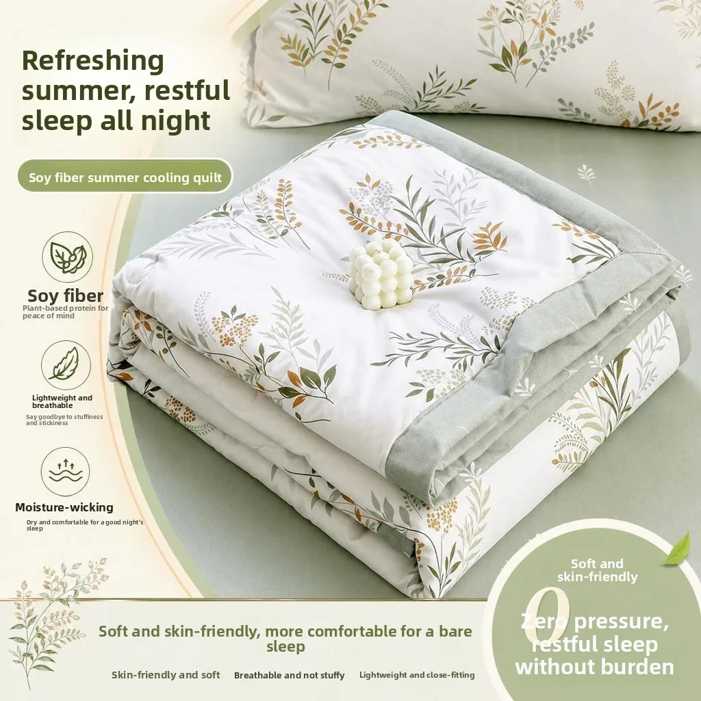 

Ultra-Thin Washable Soybean Fiber Blanket for Students Air Conditioned Room Summer Cool Breathable Bedding Durable Polyester ...