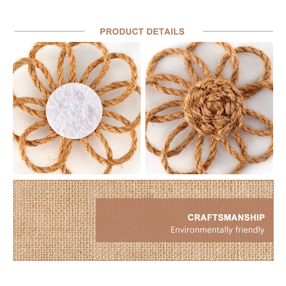 

9Pcs Burlap Flower Decoration Natural Linen Wedding Party DIY Craft Rustic Jute Flower Decor Romantic Festival Accessory