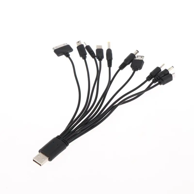 1Pcs 20cm Usb Power Charging Cable Wire Cord For Phone Universal 10 In 1 Micro USB DC Mobile Phone Charger Adapter Plug