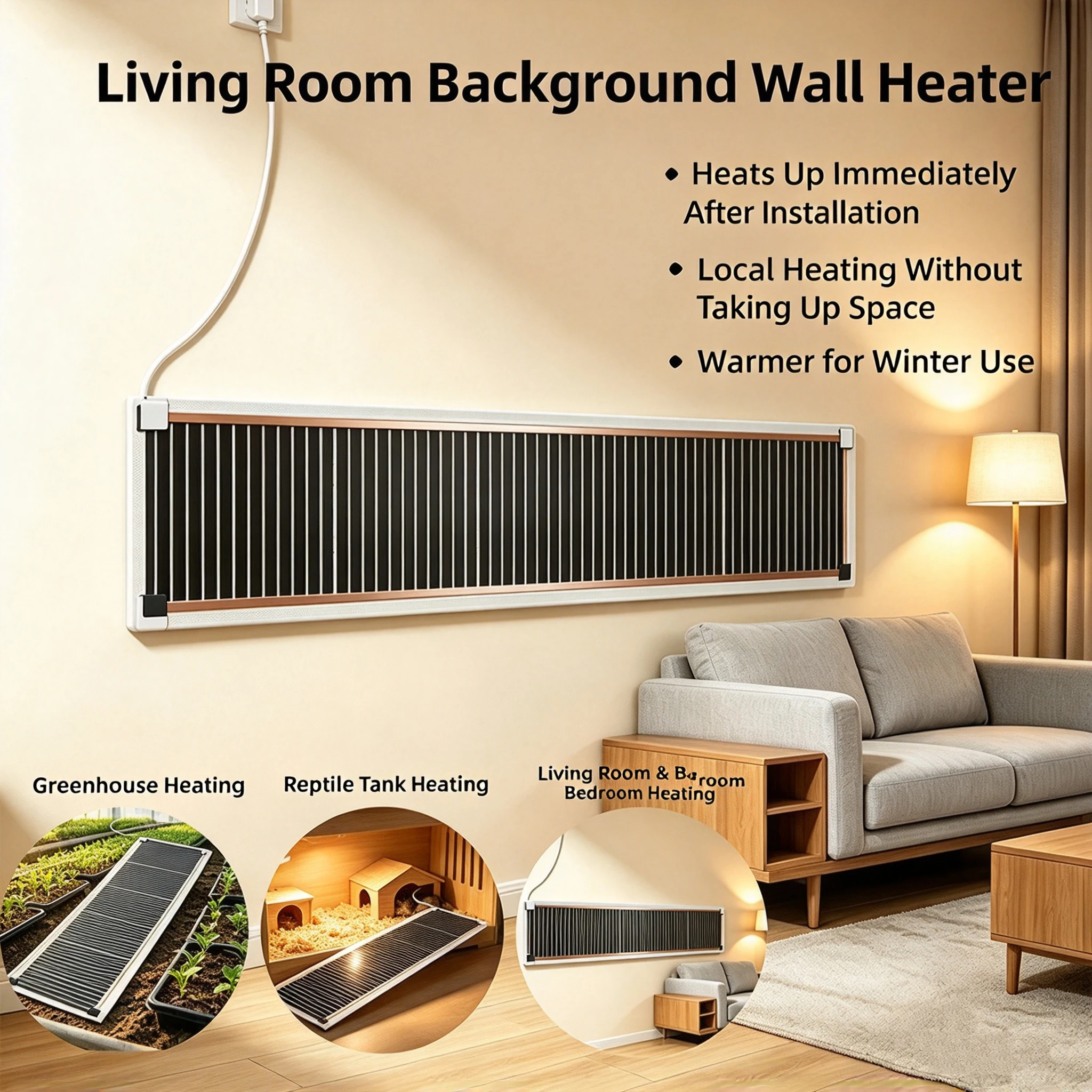 Graphene Carbon Crystal & Fiber Heating Film Flexible Wall-Mounted Silent for Home Winter Warm Greenhouse Breeding Heating