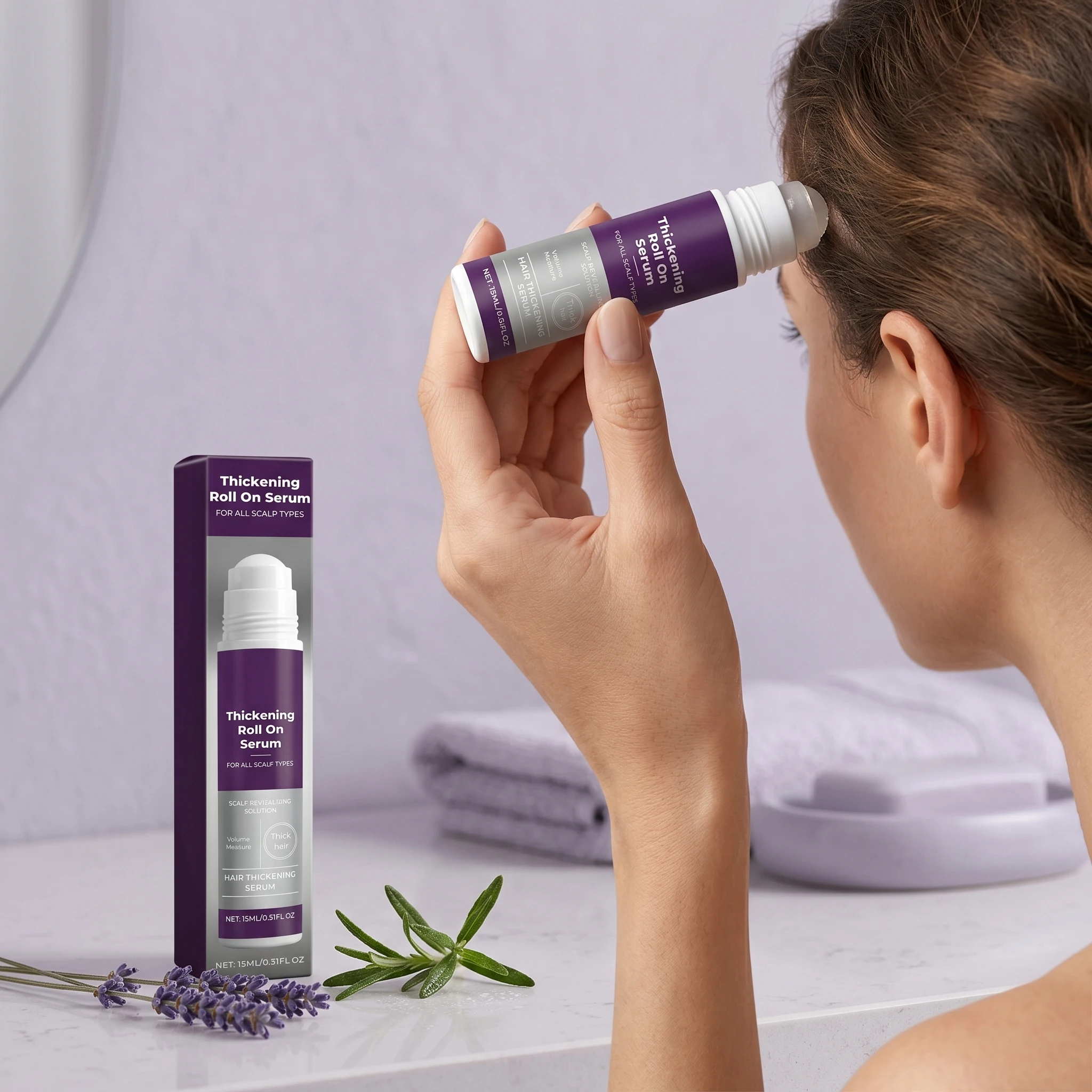 Roll-On Ball Hair Growth Serum Activates Follicle Increases Density Nourishing Hair Reducing Breakage Massage Hair Scalp Essence