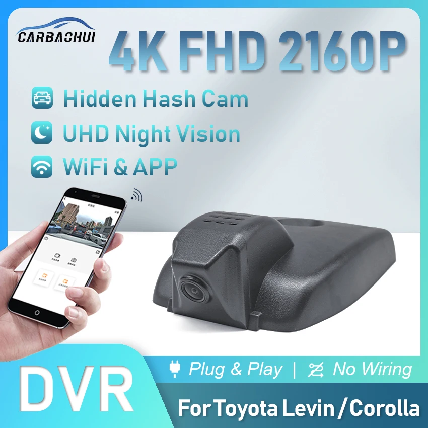 

4K 2160P Car DVR Dash Cam Camera UHD Night Vision WiFi Video Recorder For Toyota Levin Corolla 2019-2022 Plug and Play DashCam