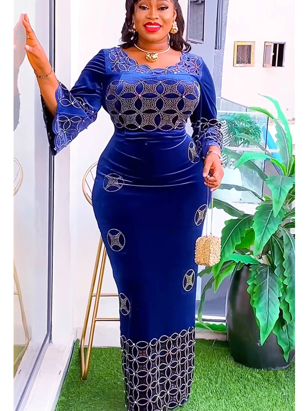 Plus Size African Party Dresses for Women 2025 New Fashion Dashiki Ankara Velvet Wedding Gowns Elegant Turkey Muslim Maxi Dress