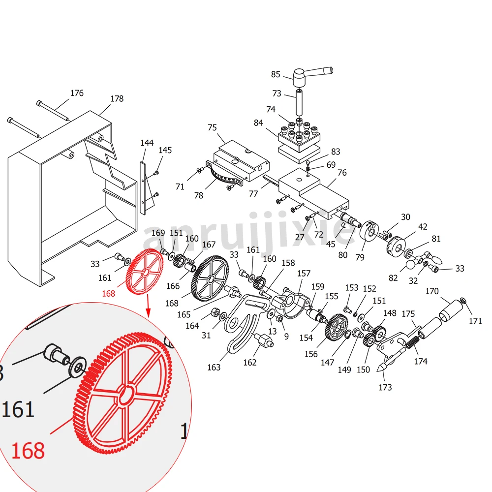 Gearwheel, Change Gear ,80T SC2&C2&C3&CX704&Grizzly G8688&G0765&Compact9&JET BD-6&BD-X7&BD-7 Mini Lathe Accessories