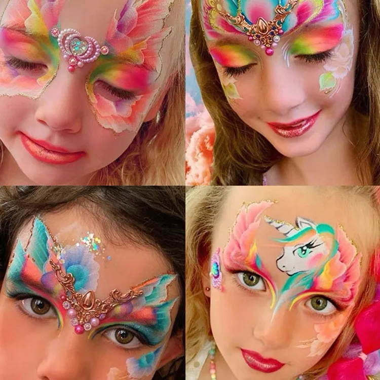 Watercolor Chalk Glitter Painted Outline Fine Glitter Pen Sweat-Proof Multi-Color Glitter Diy Sequins Stage Makeup Face Painting