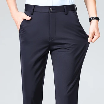 Summer Autumn Thin Trousers Men Formal Dress Suit Pants Work Pants Quality Business Casual Pants Black Wine Red Long Pants 3