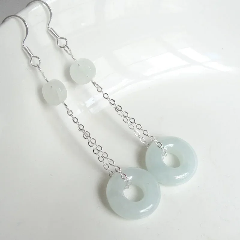 Natural Emerald Hollow bead Jade DIY Earrings Charm Jewellery Fashion Accessories Hand-Carved Man woman Luck Amulet Gifts HOT