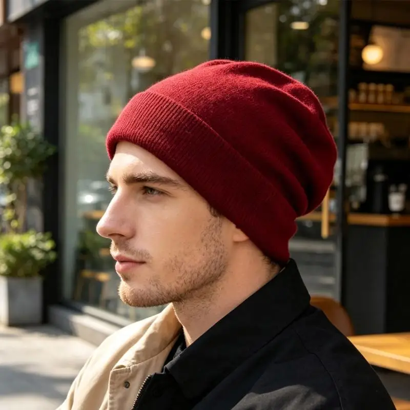 Soft Lined Acrylic Brimless Hat Headwear for Women and Men, Turned-Up Cold Weather Cap with Gentle Inner Feel for Daily Use