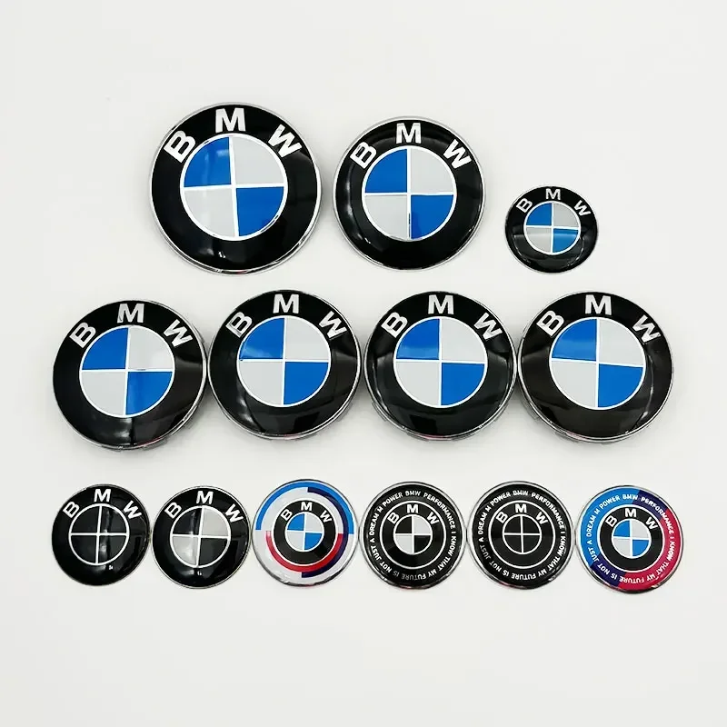 7 قطعة BMW مجموعة شعار 56 مللي متر 68 مللي متر سيارة عجلة مركز قبعات 82 مللي متر سيارة الجبهة هود شارة 74 مللي متر الخلفي الجذع شعار 45 مللي متر عجلة القيادة ملصق