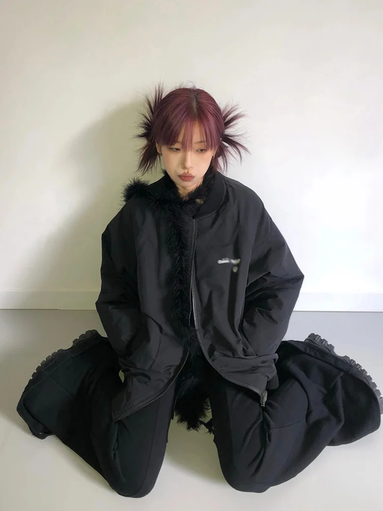 

Autumn Women'S Jackets Commuting Spring/Summer Graffiti Teens Trekking Cool Students Layered Cute Dopamine Polka Dot Puffy