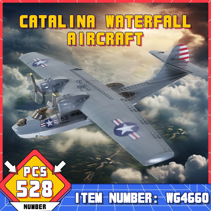 WG5007 Water Plane Aircraft Building Blocks/WW2 Military PBY Catalina Fighter Sets/Airplane Model Brick Kids Toys Gifts