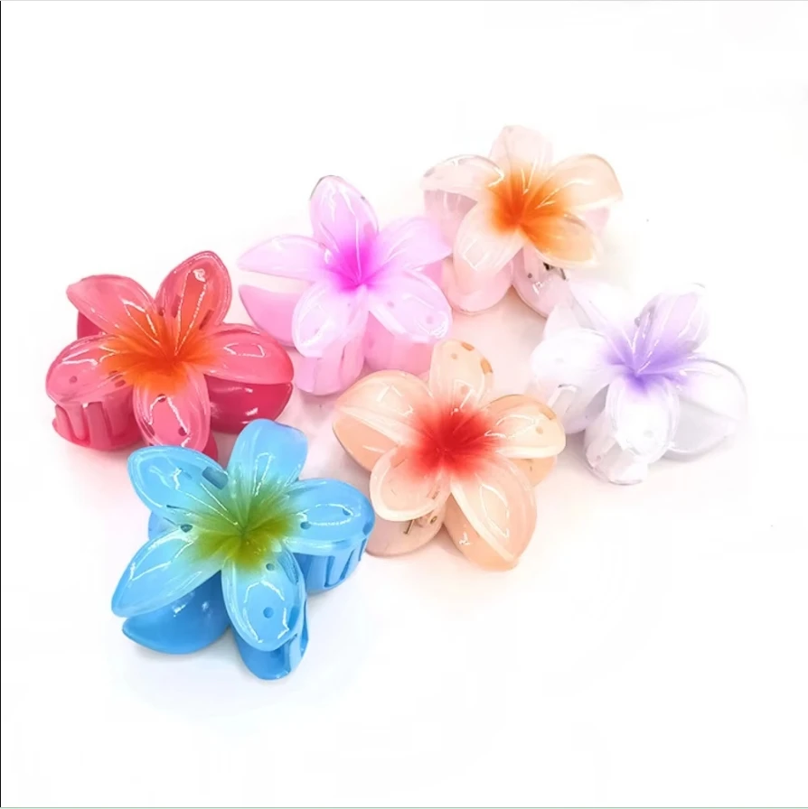 Gradient Flower Hair Accessories Set, Beach Style Hairpins, Flower Claw Clips, Summer Flower Hairpins, Hawaiian Style