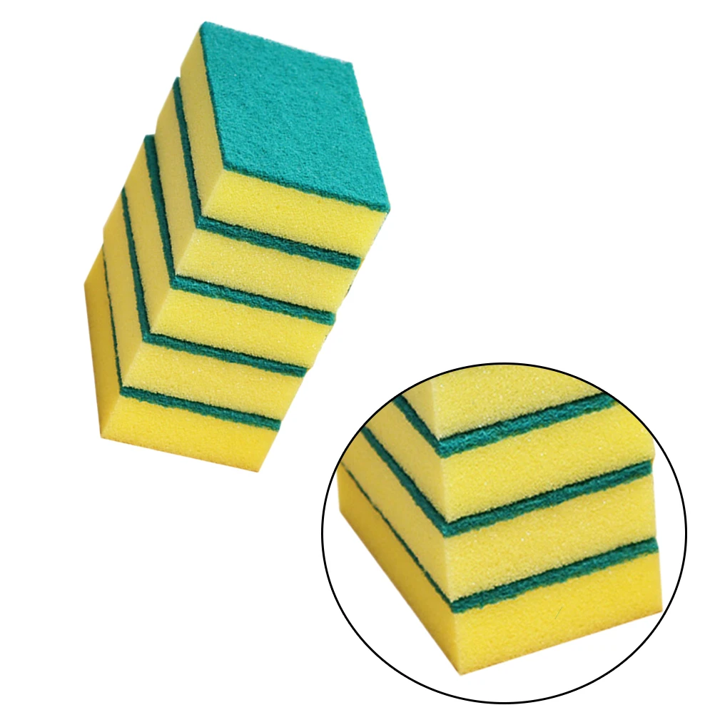

5pcs Sponge Scouring Pads High Quality Cleaning Sponges Cloths Kitchen Dishwashing Brushes Strong Water Absorbing Multi