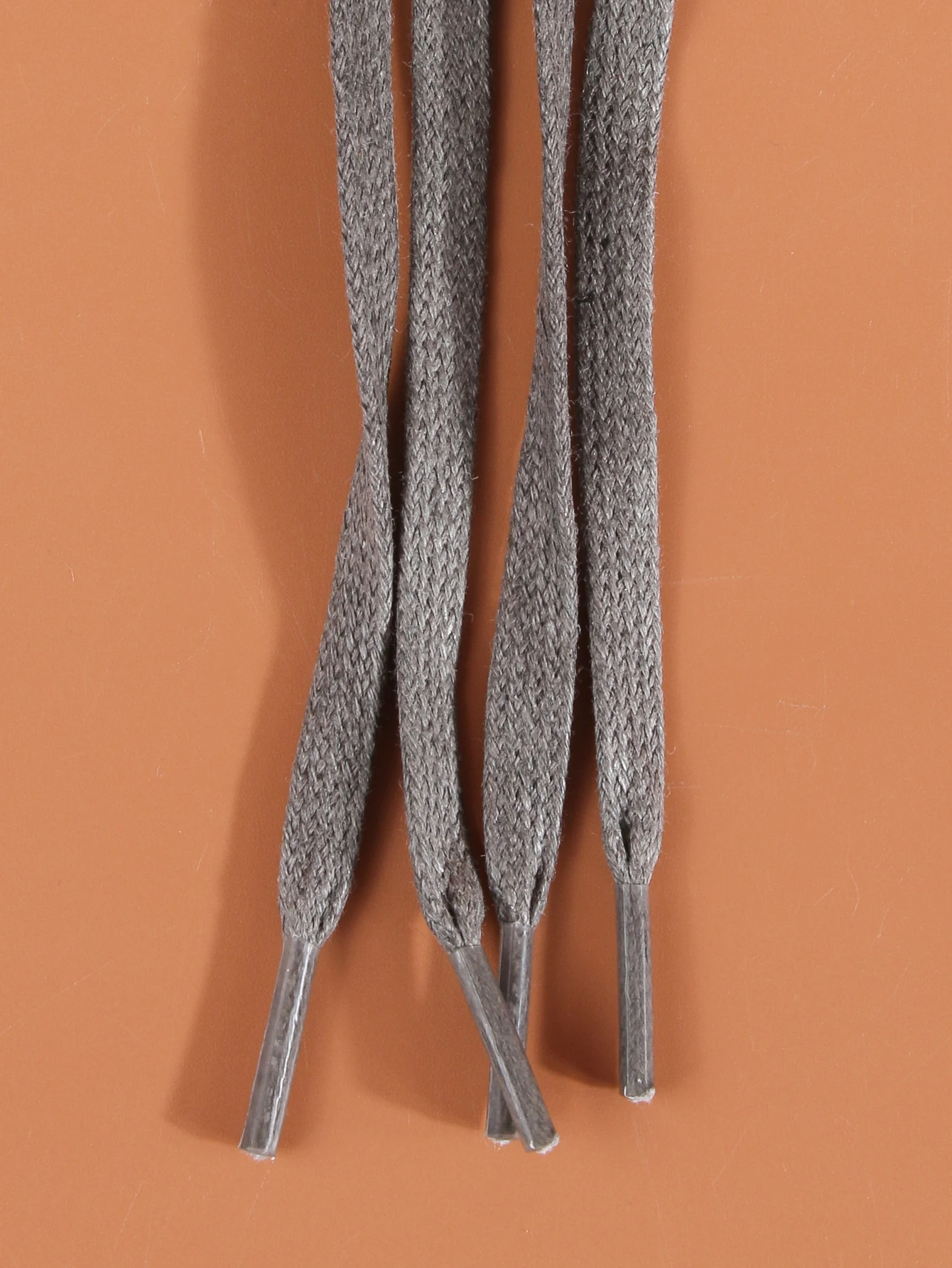 1 pair of flat casual waxed shoelaces, dark gray, yellow brown waxed flat shoelaces