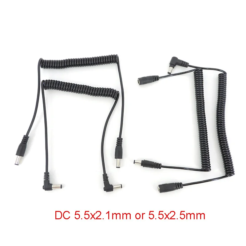 DC 5.5mm x 2.1mm Male to Female, Male to Male Power Cable With Spring，DC Jack Plug 5.5*2.5mm Extension Retractable Cord A7