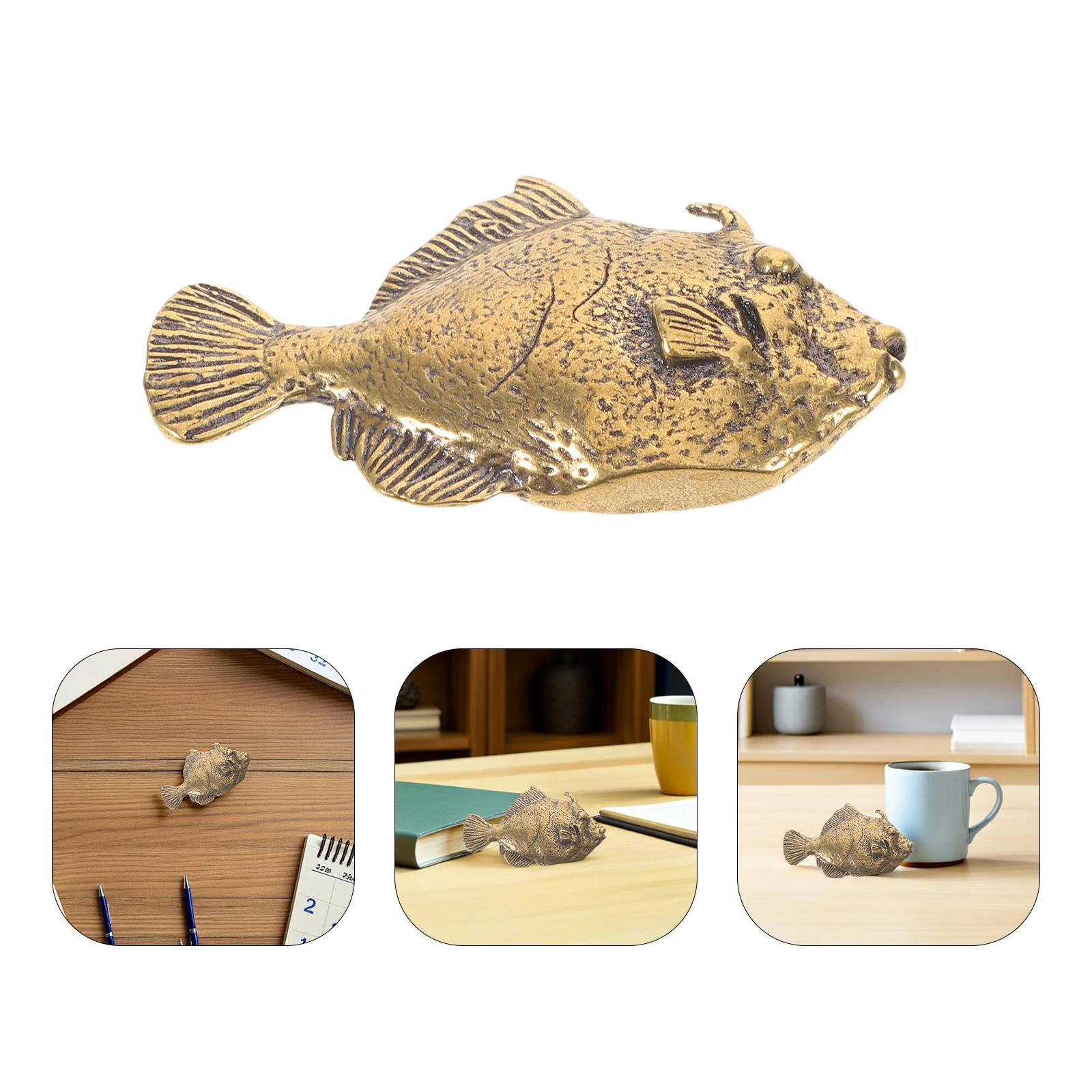 

Copper Fish Statue 2.79x1.65x0.67in Handcrafted Mini Sculpture for Desk Shelf Wall Decor Vintage Animal Ornament Coastal Home