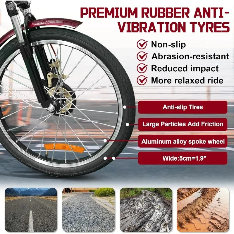 Adult Tricycle, 20 Inch 3-Wheel Bikes Carrying Passengers Seniors Men, Low Step-Through Cruiser Bike for Cycling, Outing, Picnic