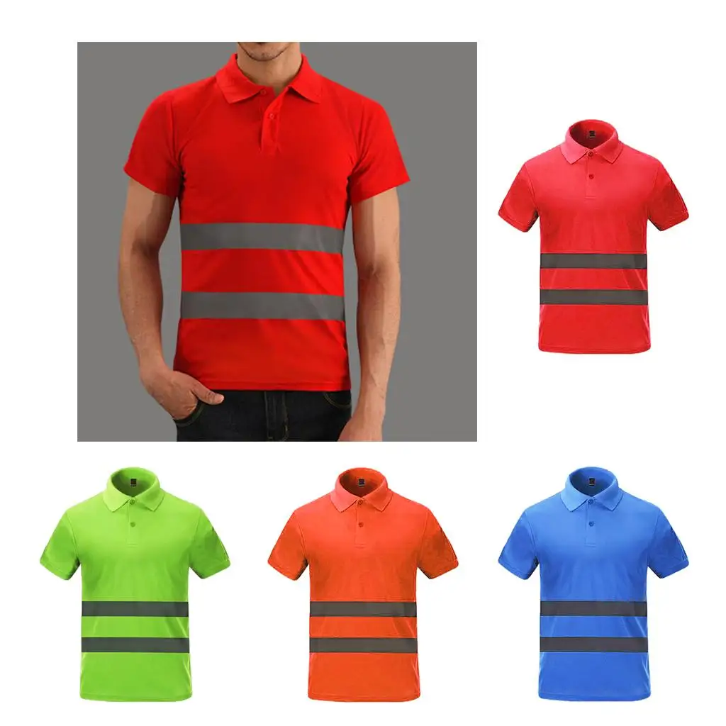 Reflective Safety T Shirts High Visibility Breathable Quick Dry Workwear Safety Clothing for Outdoor Jobs