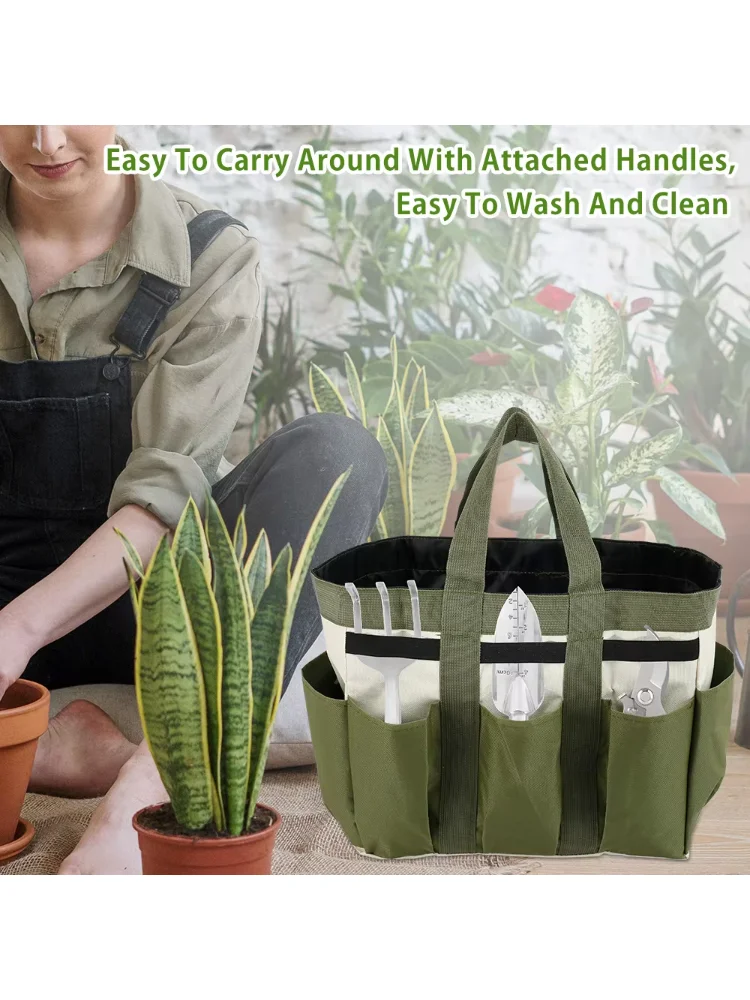 Garden Tool Storage Bag 600D Oxford Cloth Large Capacity Tool Organizer Bag with Multiple Pockets for Gardening Yard Lawn Work