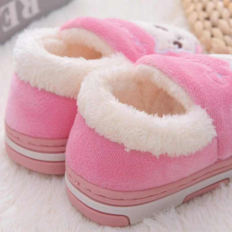 Toddler Girls Slippers Winter Shoes Kids Casual Home Wear Baby Warm Anti-slip Loafers Cartoon Squirrels Children House Footwear