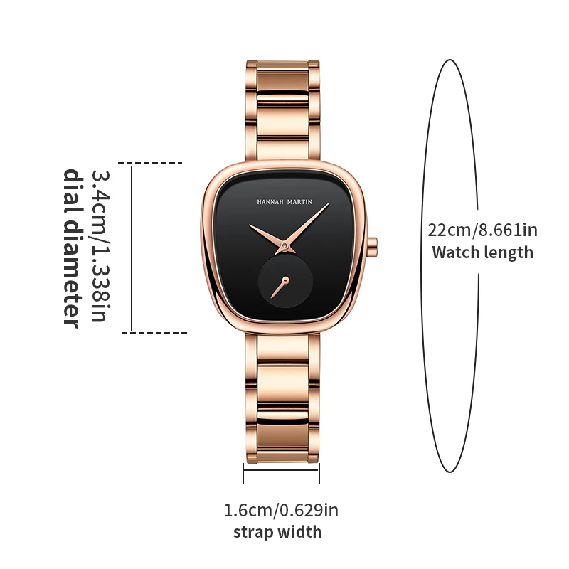 2023 New Women\'s Quartz Wristwatch 34mm Wine Barrel Rose Gold Black Stopwatch Fashionable Minimalist Style Oval Women\'s Watches