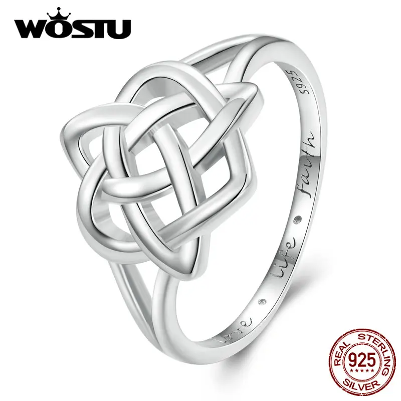 WOSTU 925 Sterling Silver Celtic Knot Rings for Women Wedding Jewelry Punk Accessories Endless love Party Ring Jewelry Gift