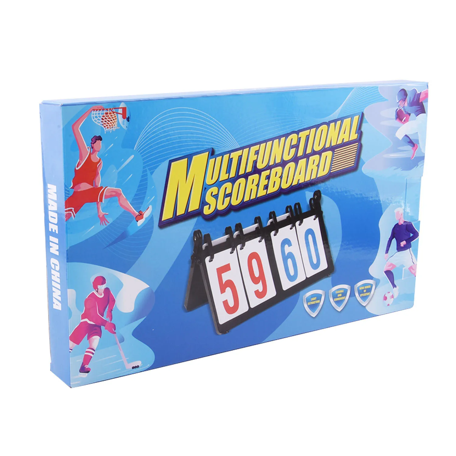 Marcador de cuatro dígitos grueso multifuncional para partidos de fútbol y baloncesto, marcador de aleta específico para árbitro