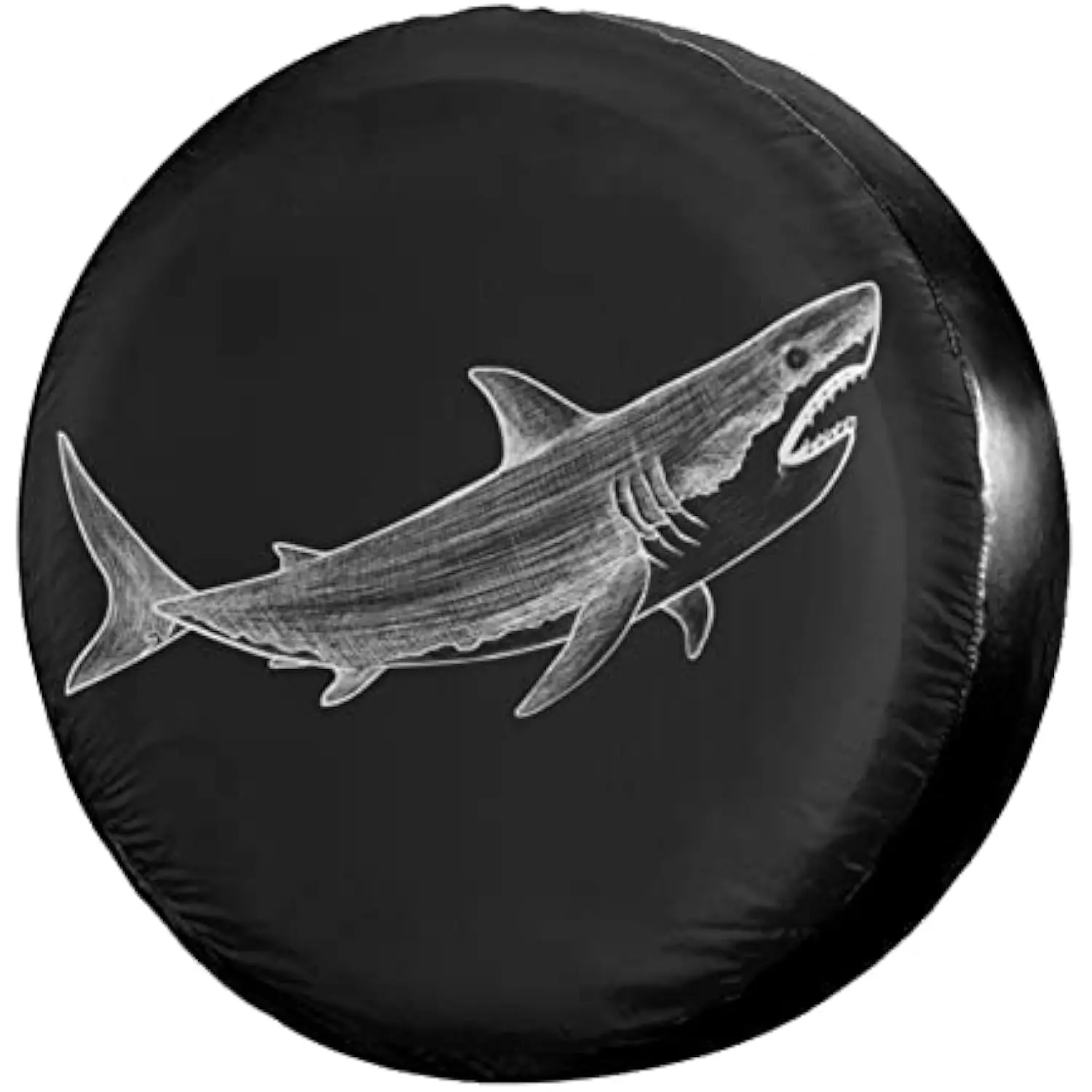 Shark Sketch Spare Tire Cover Polyester Dust-Proof Wheel Protector for SUV Truck RV Camper Jeep