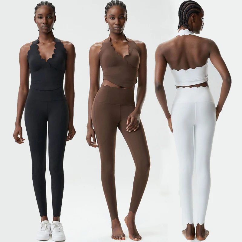 Two Pieces Fitness Yoga Set Women Solid Color Gym Running Suit Slim Fit Stretchy Workout Clothes Female Breathable Sportswear