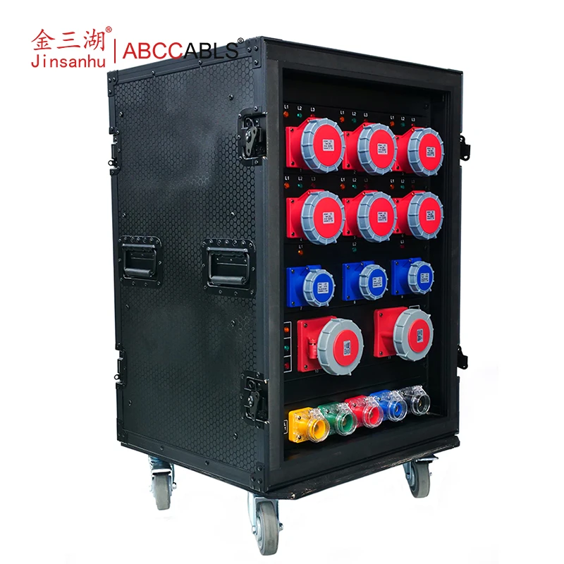 ABCCABLS Custom 11-Outlet 3-Phase Stage Power Distribution Box 400A Input With Digital Meter