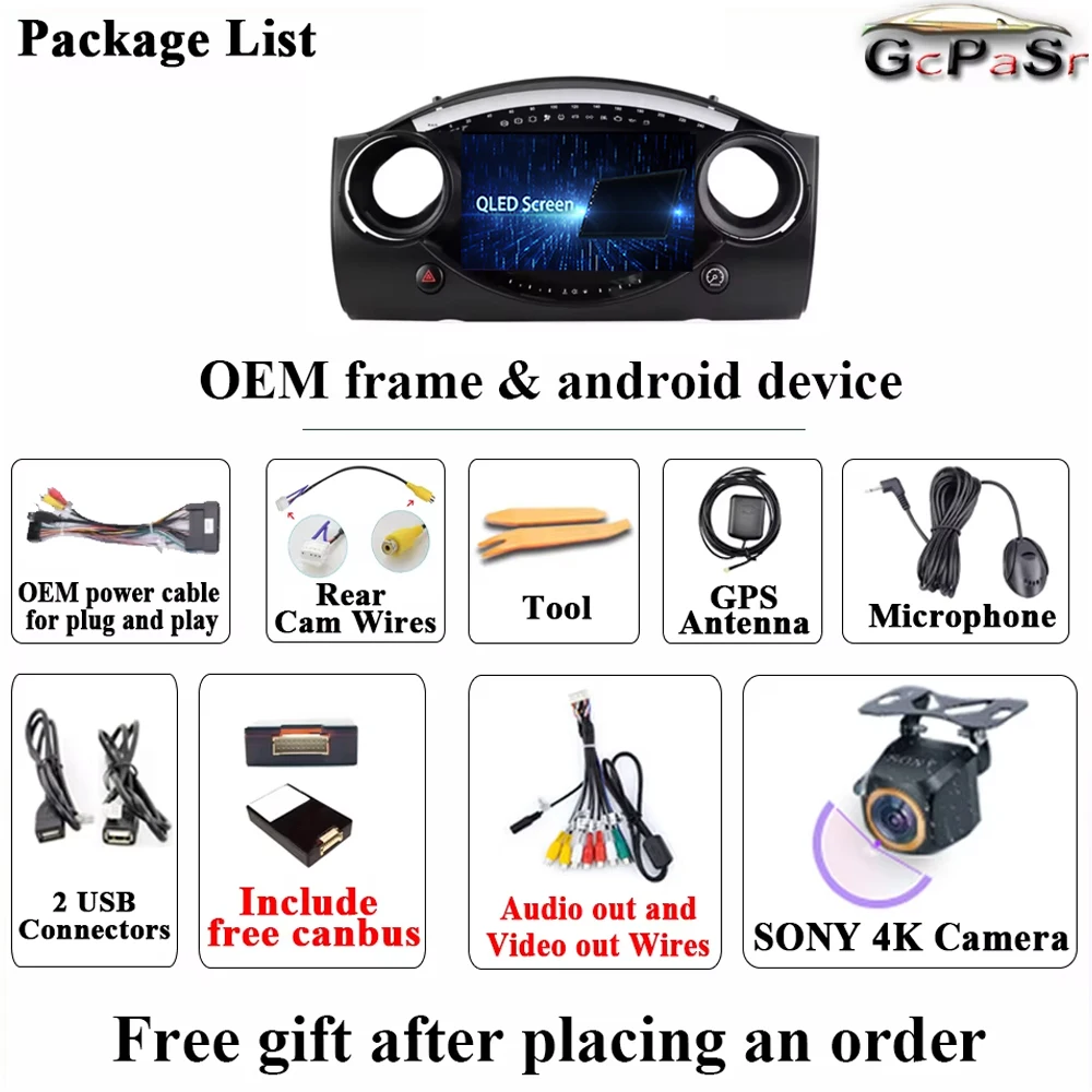 راديو السيارة لسيارات BMW Mini Cooper S R50 R52 R53 2004 -2007 أندرويد مشغل فيديو تلقائي Carplay مشغل وسائط متعددة 4G وحدة رأس 2din DVD