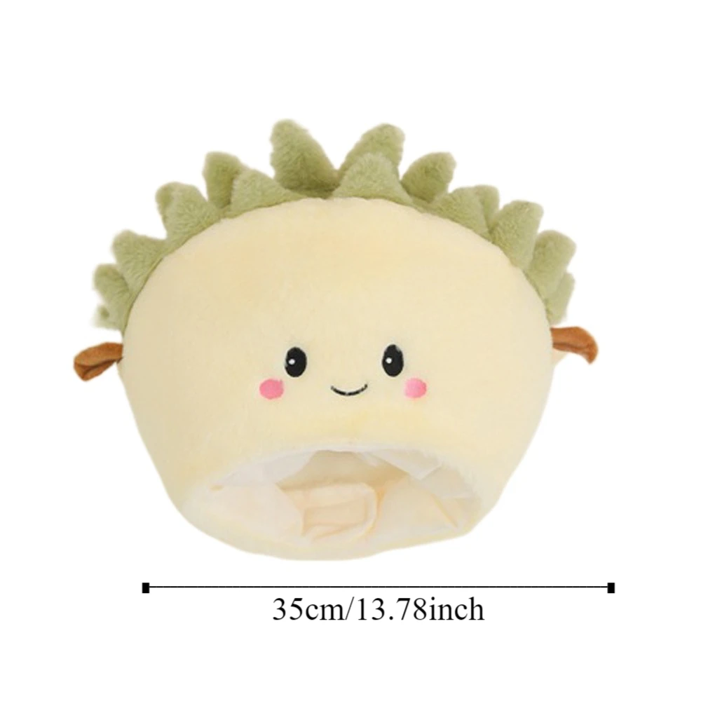 Lindo muñeco de peluche Durian sombrero cálido y esponjoso sombrero de peluche juguetes Ins suave Durian gorro de felpa niños cumpleaños Navidad