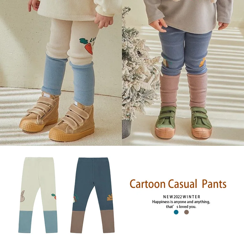 

Jenny&Dave Stock 23 Winter New Product Children's Warm Pants Small and Medium sized Boys and Girls Cartoon Letter Splicing and P