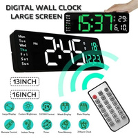13/16inch Wall-mounted Digital Wall Clock With Remote Control Large Wall Clocks Temp Date Week Display Memory Table Clock