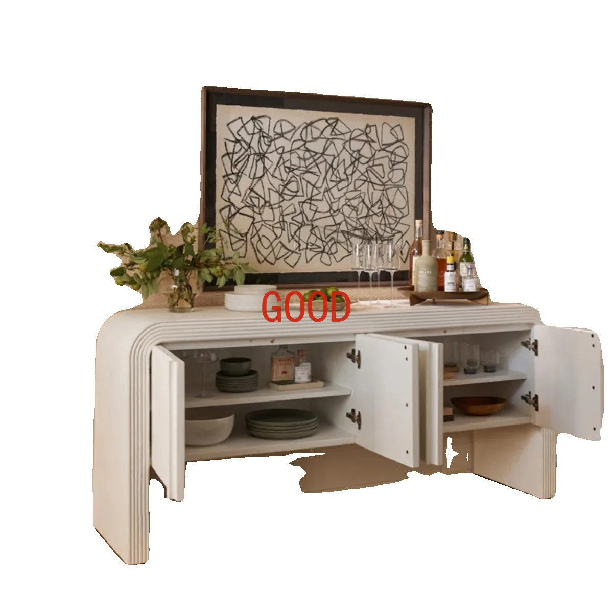 Wabi Sandy Wind Solid Wood Rattan Side Cabinet