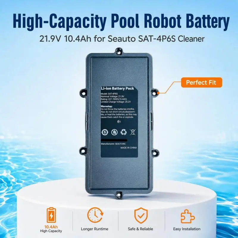 SAT‑4P6S 21.9V 10.4Ah Replacement Battery for Seauto SAT‑4P6S Smart Automatic Pool Robot Cleaner