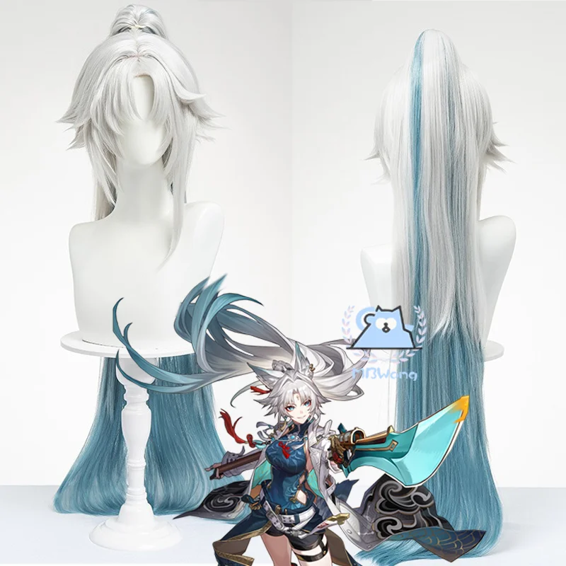 Honkai Star Rail Feixiao Cosplay Wig Fei Xiao Wig Gray Blue Long Hair Xianzhou Yaoqing The Great General Halloween Party