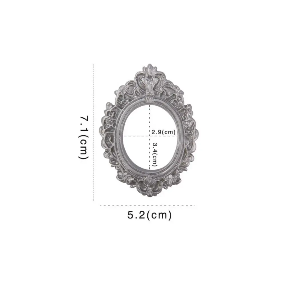 Multi-purpose DIY Resin Photo Frame Miniature Rustic Mini Mirror Props 3D Mirror Small Model Garden Ornaments