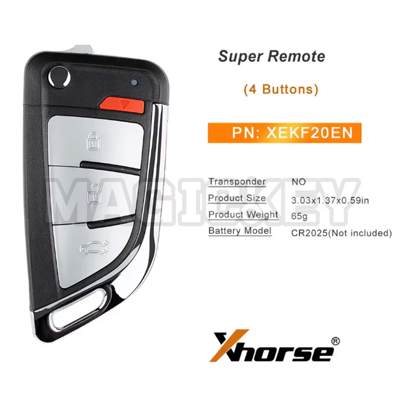 1 peça xhorse xekf20en vvdi super remoto com chip xt27a xt27a66 funciona para vvdi2/vvvdi mini ferramenta chave/ferramenta chave vvdi max