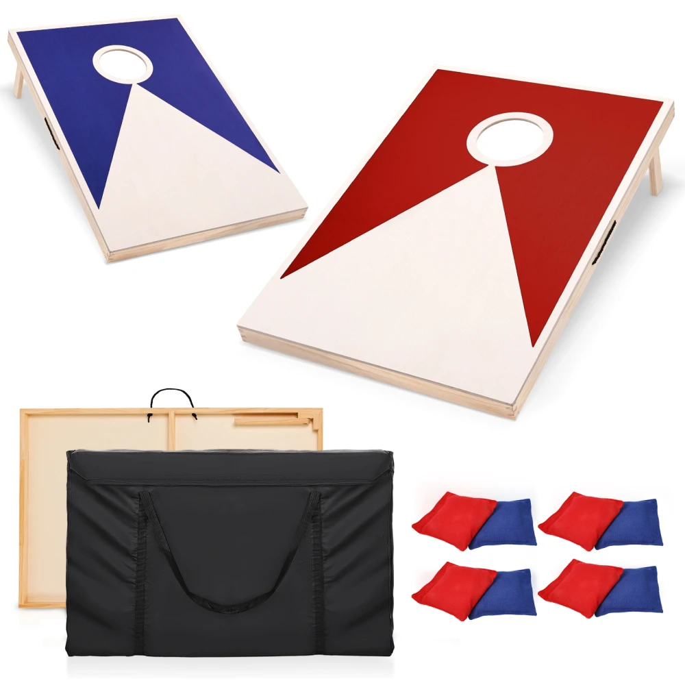 Solid Wood Premium Cornhole Set -  3 Feet x 2 Feet Game Boards, Includes Set of 8 Corn Hole Toss Bags