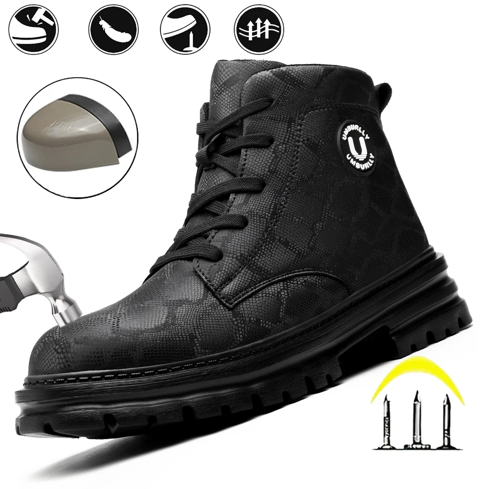 Ladies Safety Shoes Steel Toe Anti- Crush Resistant Kevlar Workwear Style Outdoor Safety Boots for Women