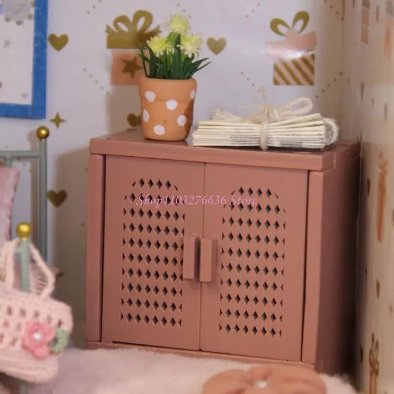 R6FD Miniature Storage Cabinet Doll House Furniture Craft Project Scene Setting