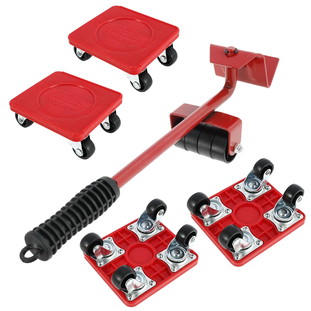 Furniture Mover Set Portable Furniture Mover Tool Labor-Saving Transport Lifter Heavy Stuffs Moving Wheel Roller Bar Hand Tools