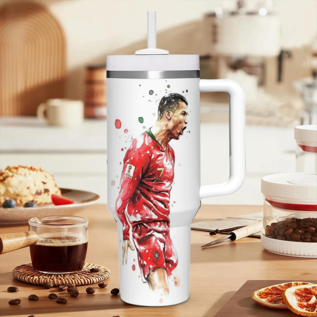 Car Travel Mugs Football Star Stainless Steel 304 Tumbler Water Bottle 40oz/1200ml