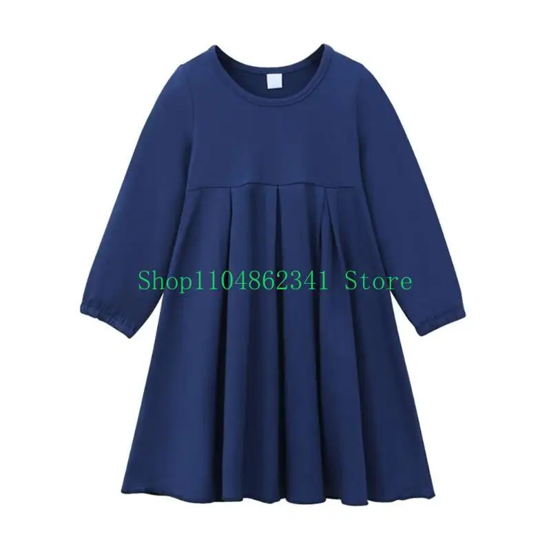 

5asd Kids Prayer Dress Girls Long Sleeves Dress Solid Color Muslims Dress with Hijab