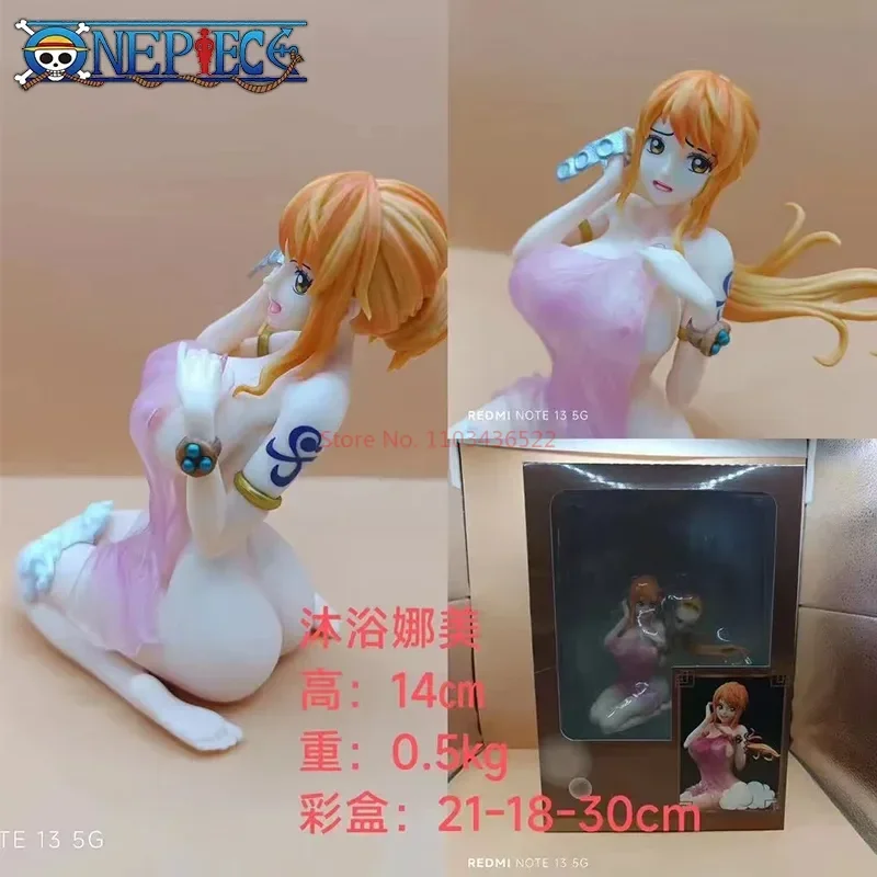 14cm Anime One Piece Figurine Boa Hancock Nami Bathing Pvc Action Figures Girl Model Collection Dolls Toys Gift